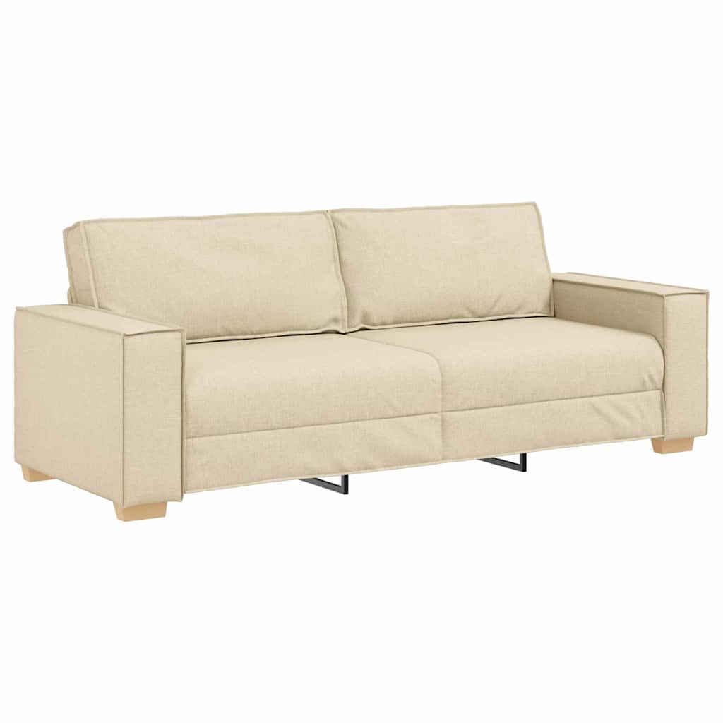 Sofa 3 places avec coussin Crème 220 x 78 x 84 cm tissu