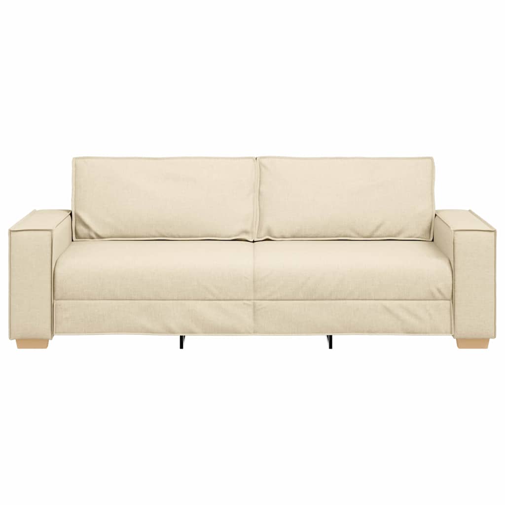Sofa 3 places avec coussin Crème 220 x 78 x 84 cm tissu - XIOS