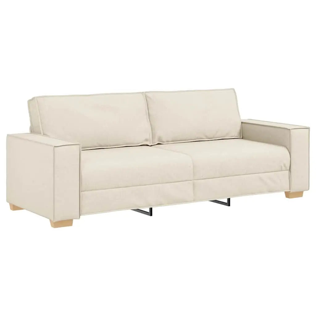 Sofa 3 places Beige 220 cm Tissu en lin mélangé - XIOS