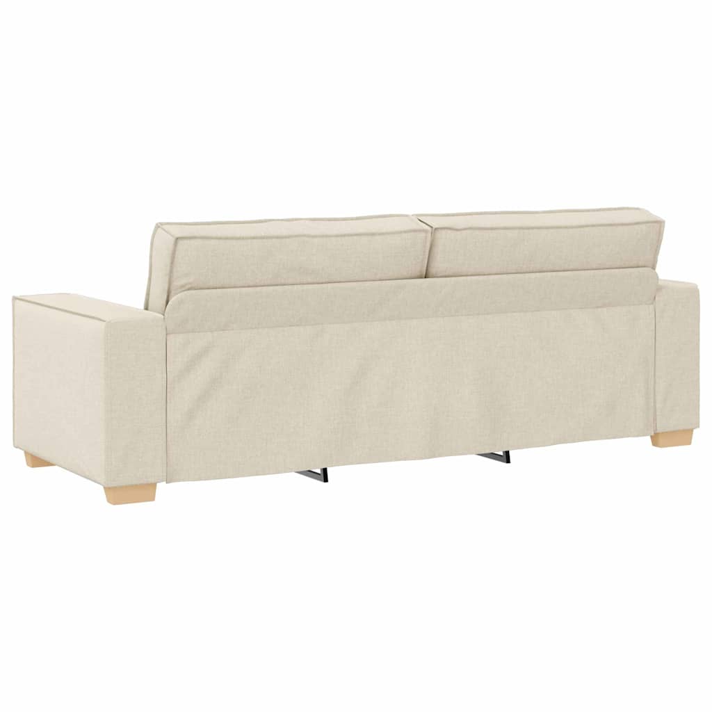 Sofa 3 places Beige 220 cm Tissu en lin mélangé