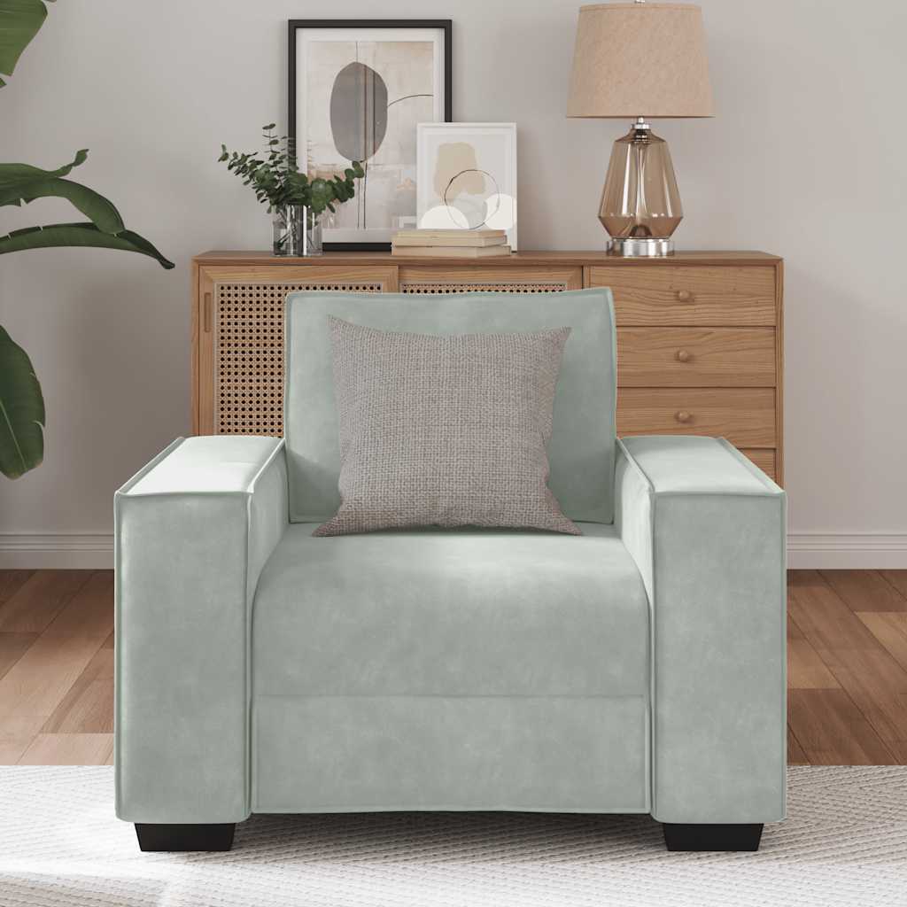 Fauteuil Gris clair 60 cm Velours - XIOS