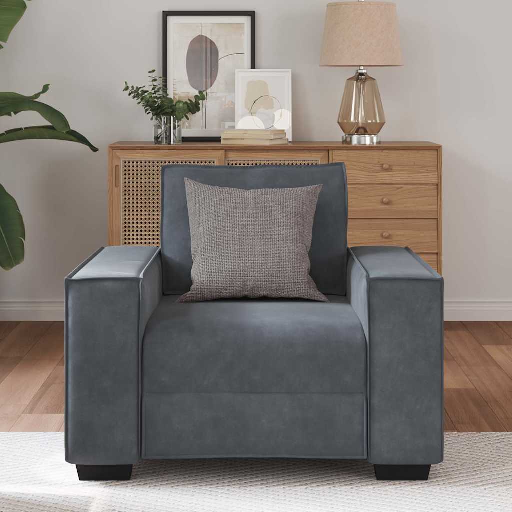 Fauteuil gris foncé 60 cm velours - XIOS