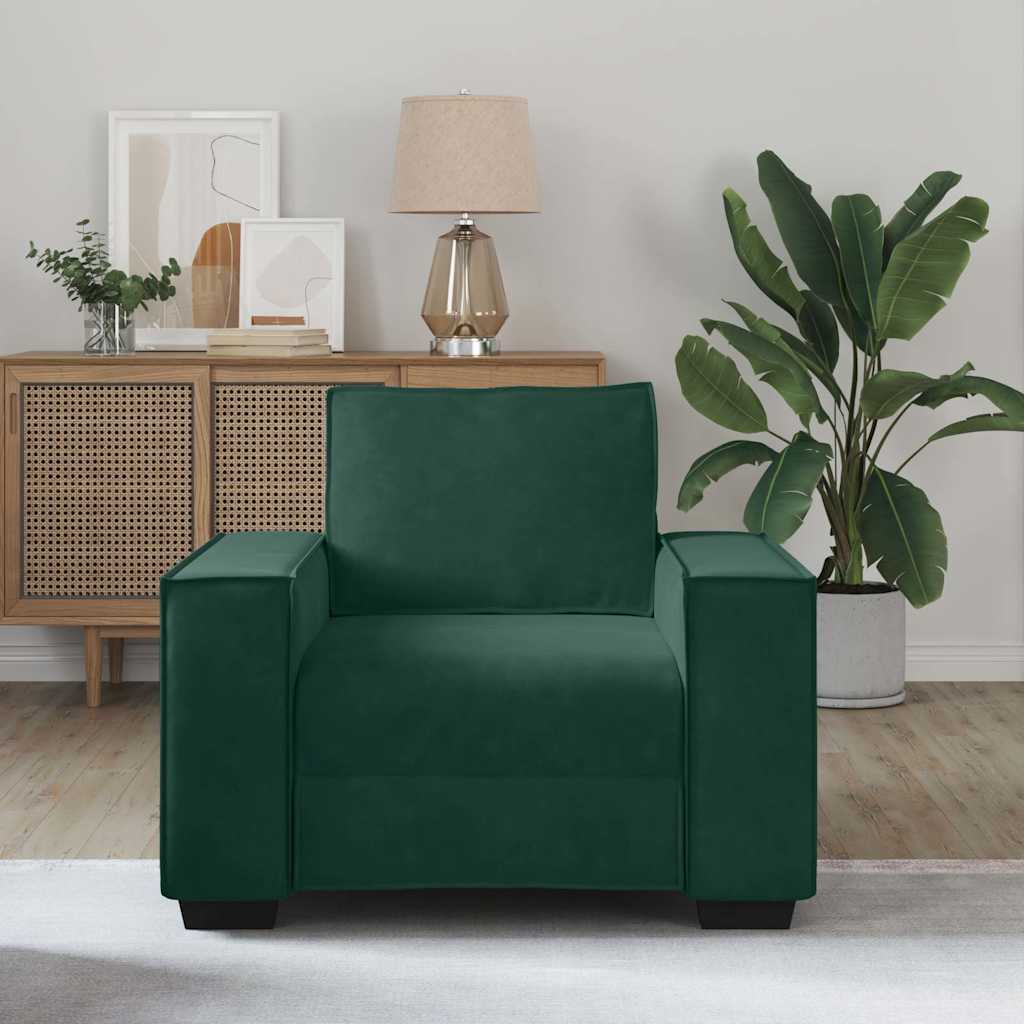 Fauteuil canapé vert foncé 100x78x84 cm velours - XIOS