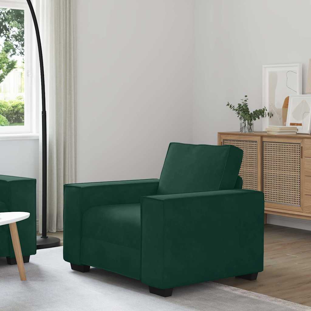 Fauteuil canapé vert foncé 100x78x84 cm velours - XIOS