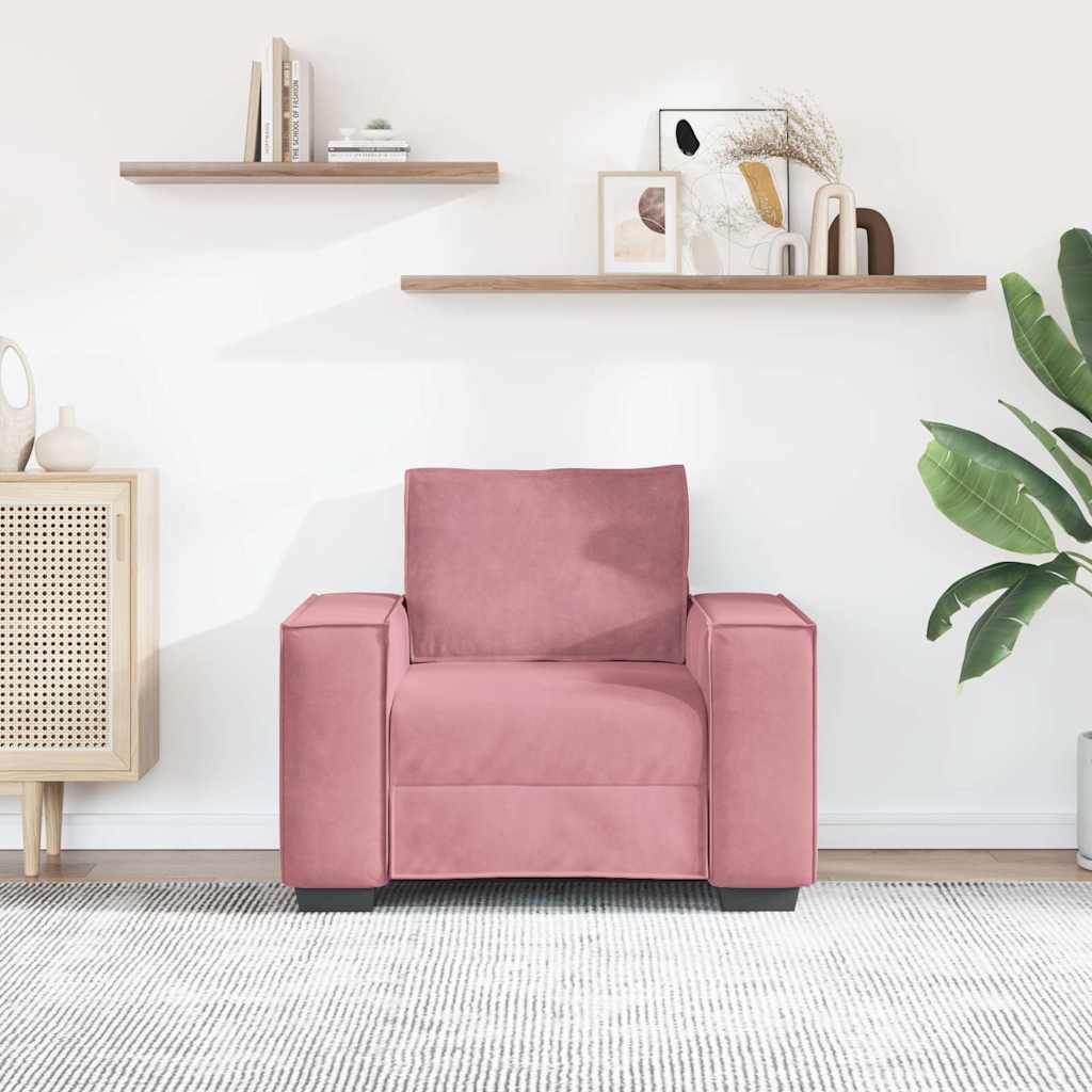 Fauteuil canapé rose 100x78x84 cm velours - XIOS