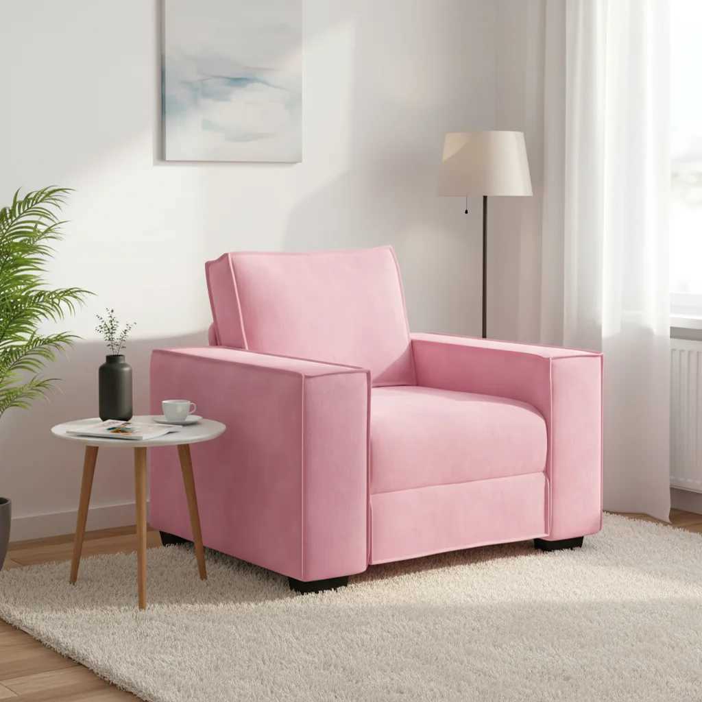 Fauteuil canapé rose 100x78x84 cm velours - XIOS