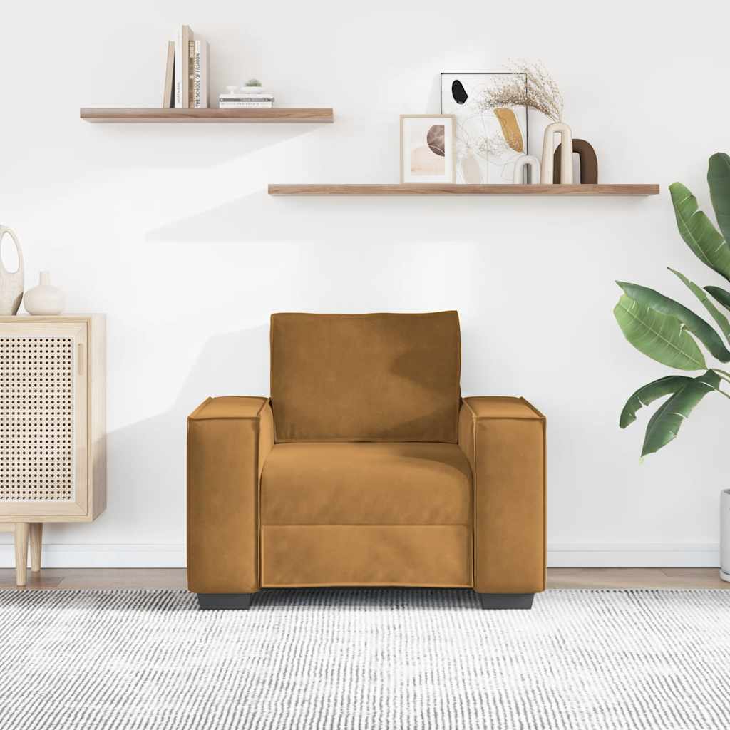 Fauteuil canapé marron 100x78x84 cm velours - XIOS