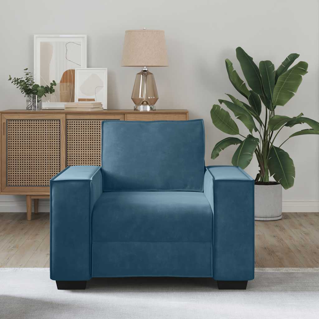 Fauteuil canapé bleu 100x78x84 cm velours - XIOS