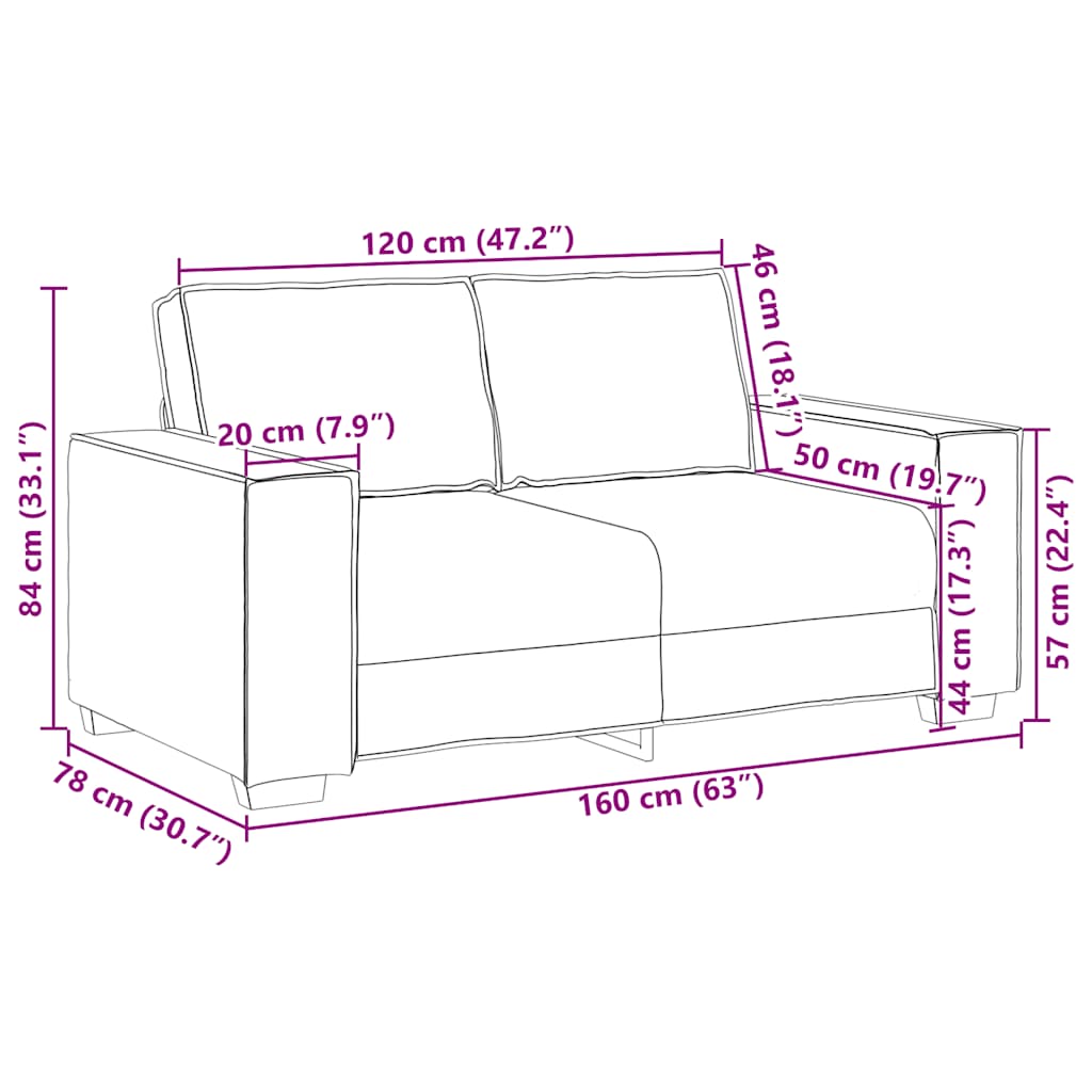 Canapé à 2 places Gris clair 120 cm Velours - XIOS
