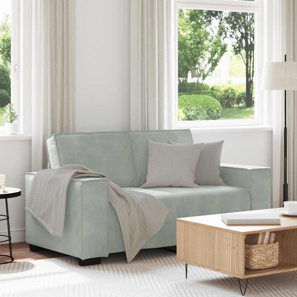 Canapé à 2 places Gris clair 120 cm Velours - XIOS