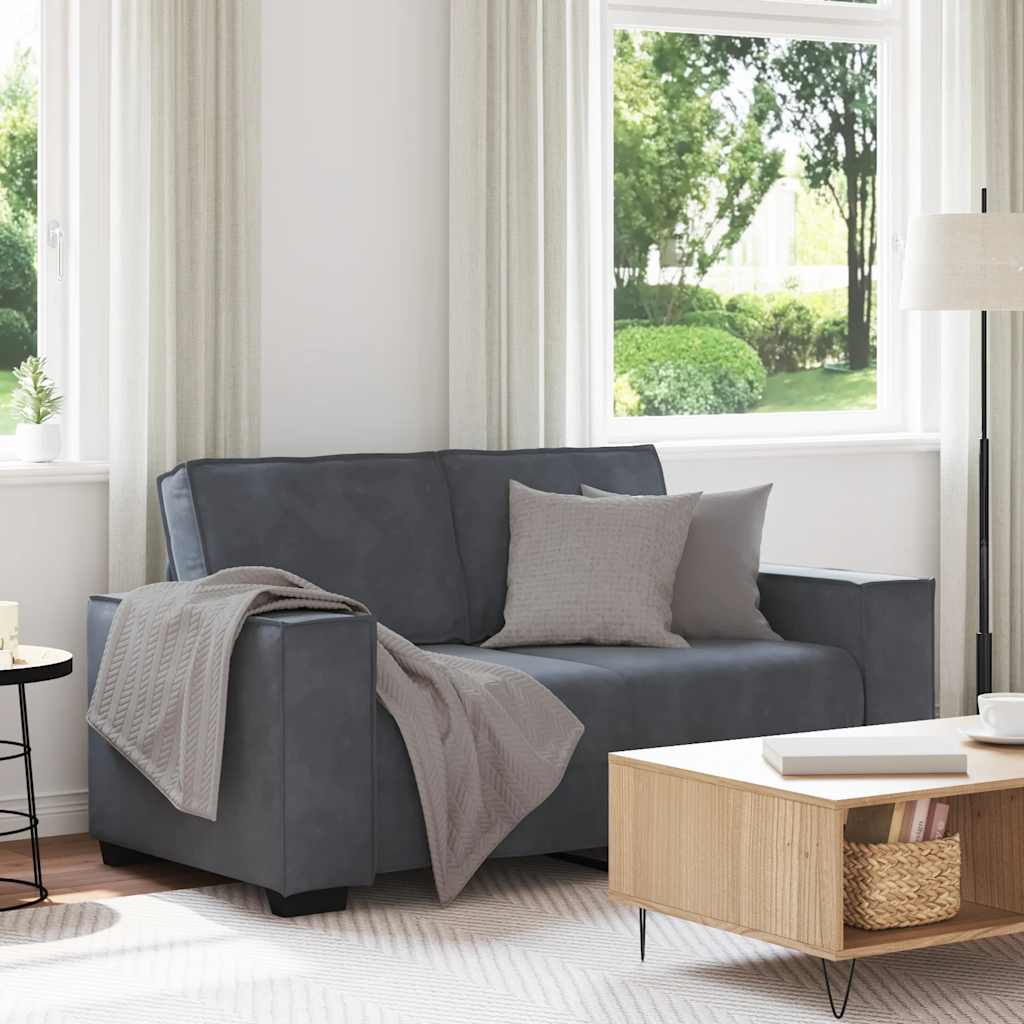 Canapé à 2 places Gris foncé 120 cm Velours - XIOS