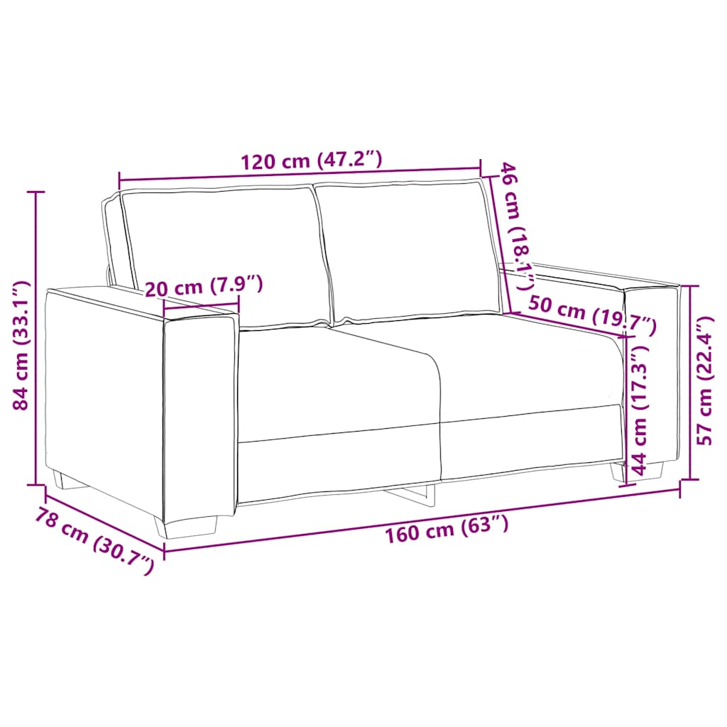 Canapé à 2 places Vert foncé 120 cm Velours - XIOS