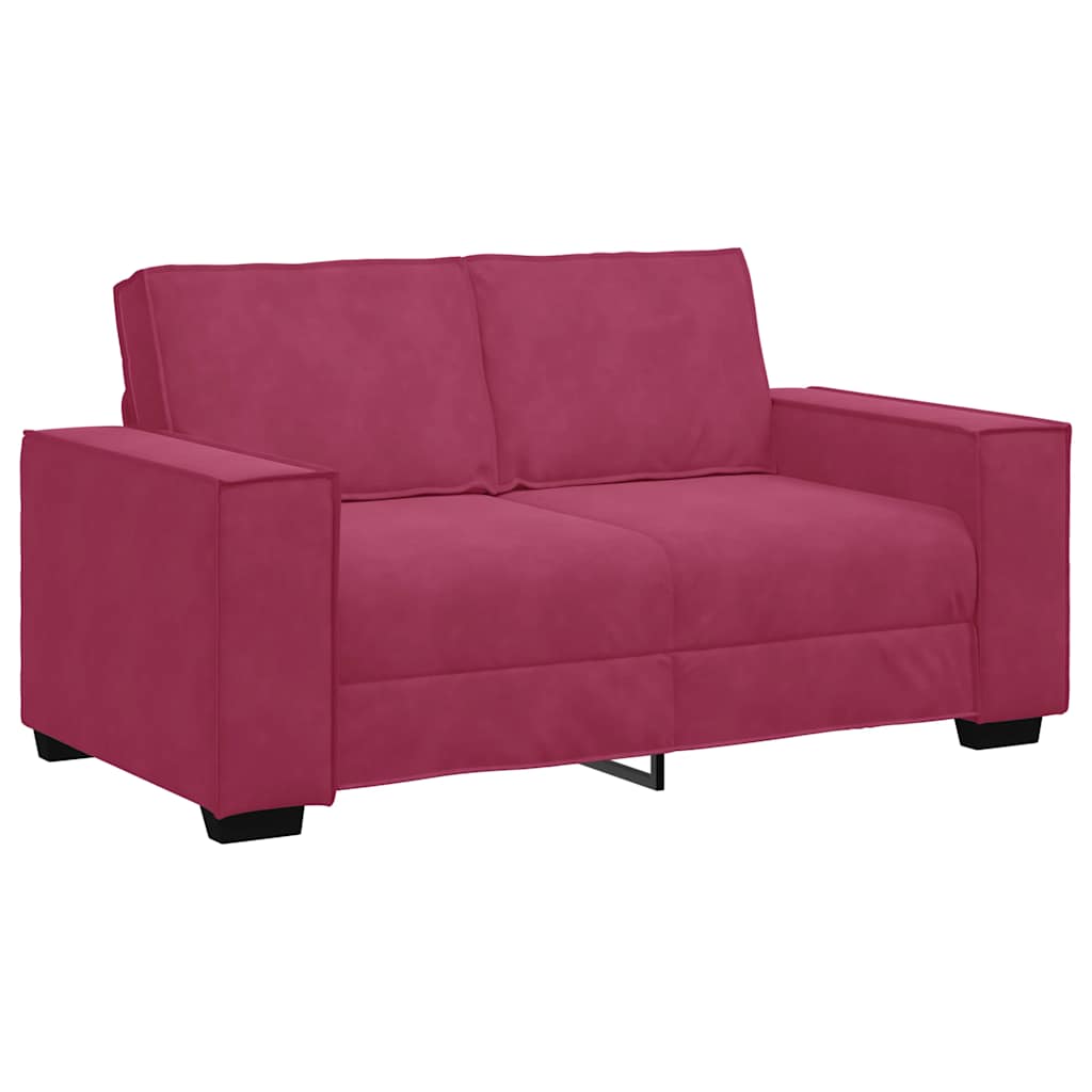 Canapé à 2 places Rouge bordeaux 120 cm Velours - XIOS