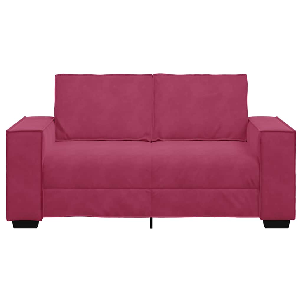 Canapé à 2 places Rouge bordeaux 120 cm Velours - XIOS