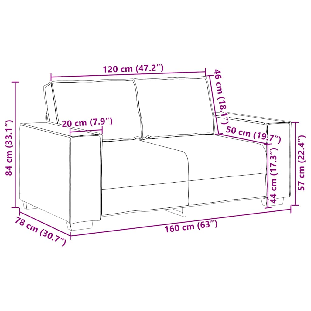 Canapé à 2 places Jaune 120 cm Velours - XIOS