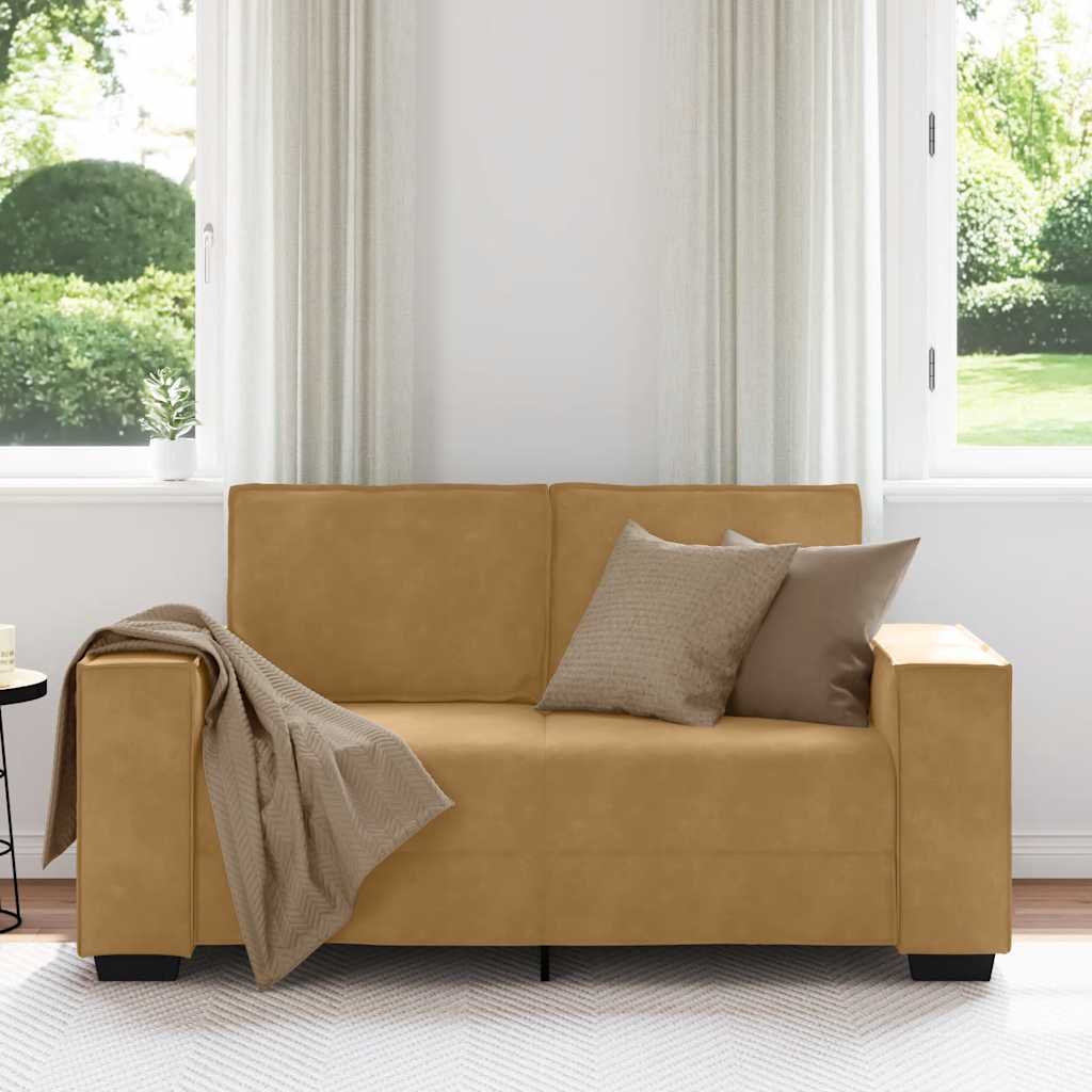 Canapé à 2 places Marron 120 cm Velours - XIOS