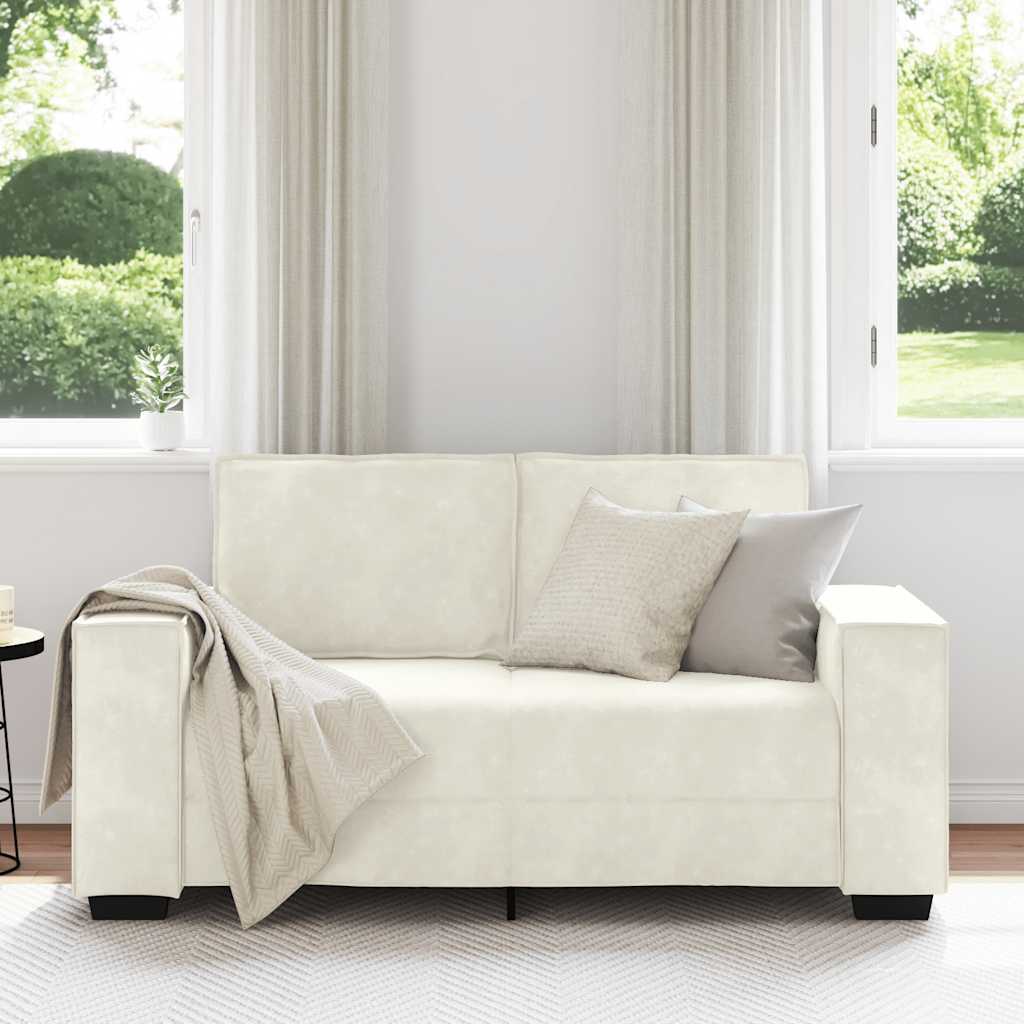 Canapé à 2 places Crème 120 cm Velours - XIOS