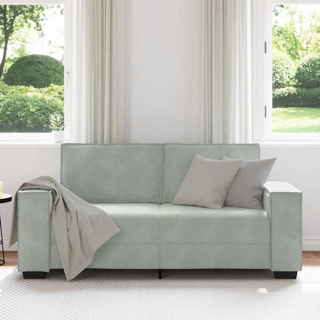 Canapé 2 places gris clair 180 x 78 x 84 cm velours