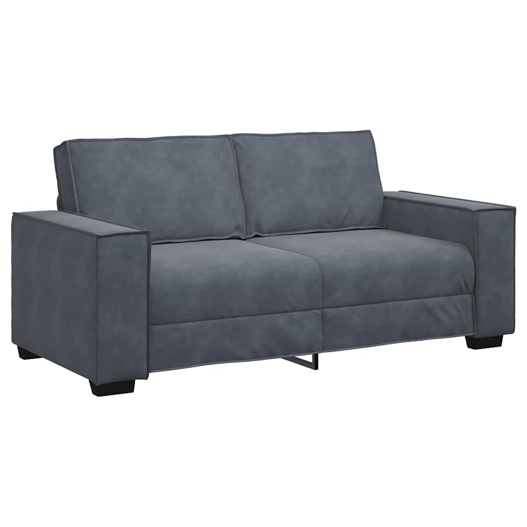 Canapé 2 places gris foncé 180 x 78 x 84 cm velours - XIOS