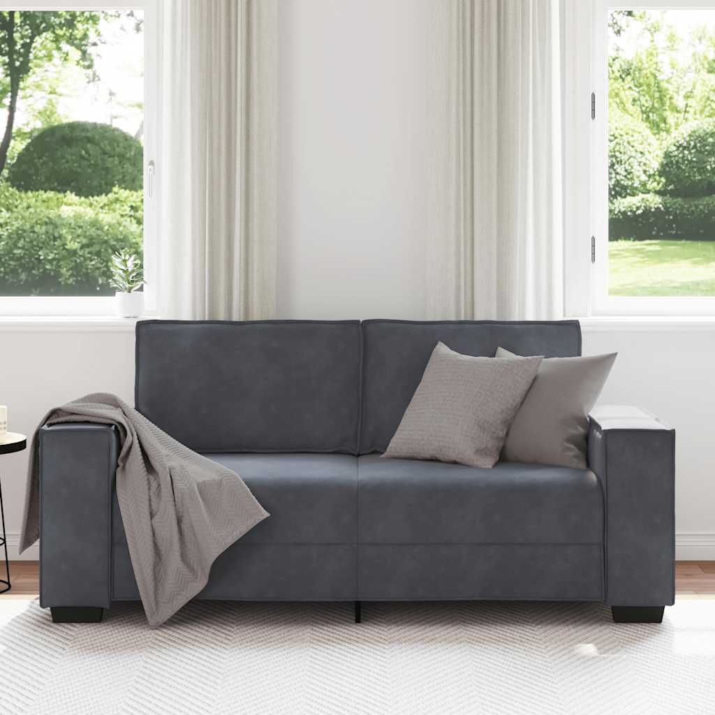 Canapé 2 places gris foncé 180 x 78 x 84 cm velours - XIOS