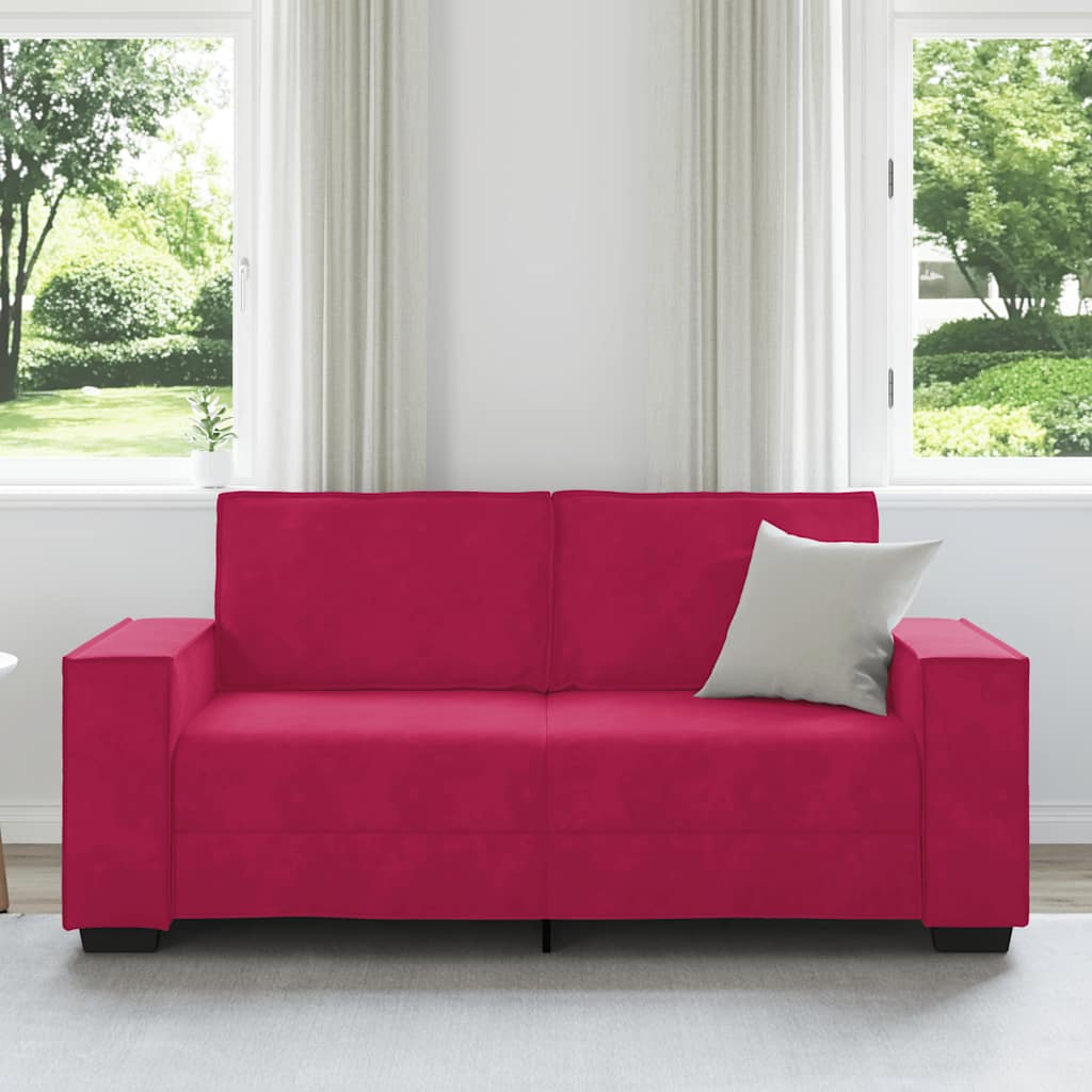 Canapé 2 places rouge bordeaux 180 x 78 x 84 cm velours - XIOS
