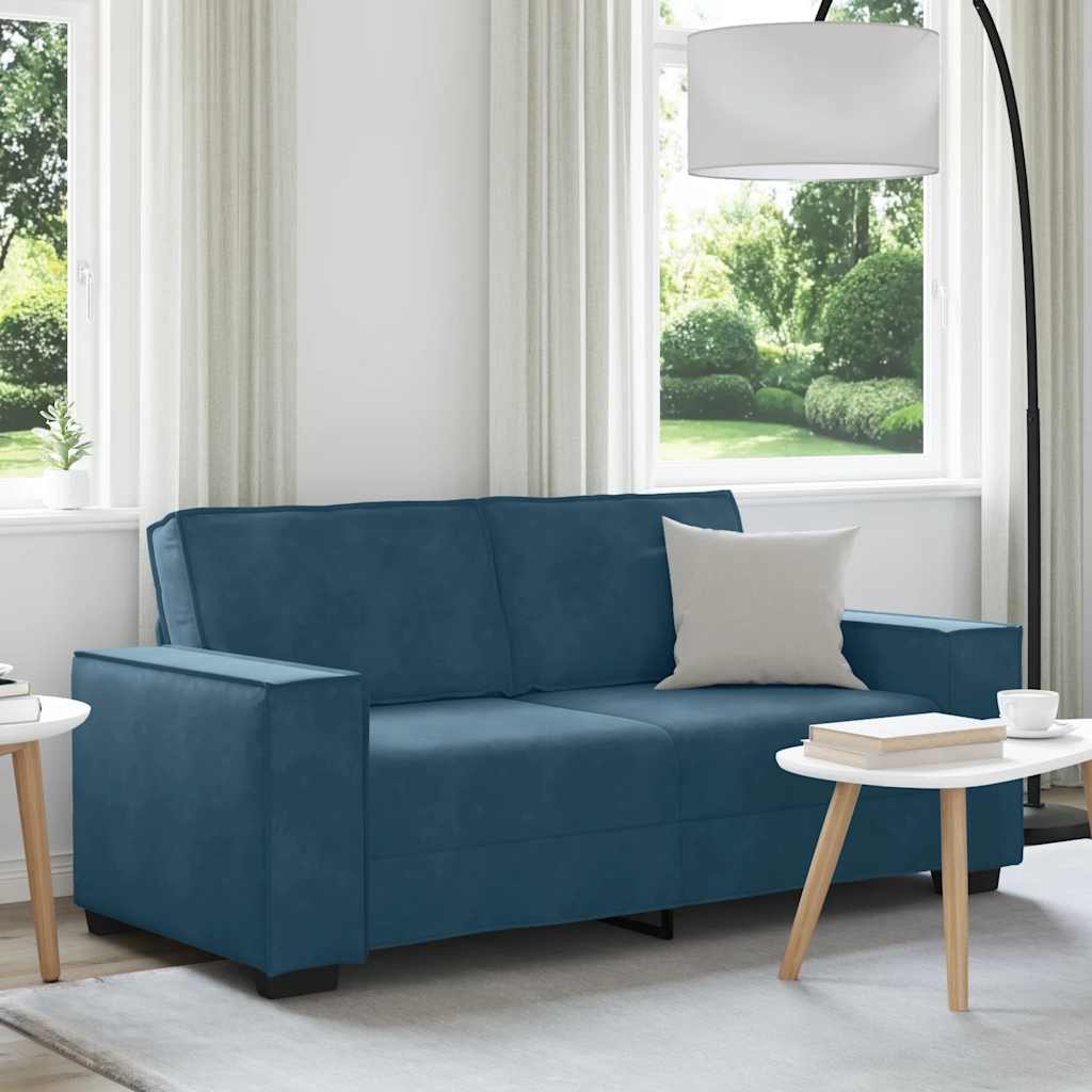 Canapé 2 places bleu velours 180x78x84 cm - XIOS
