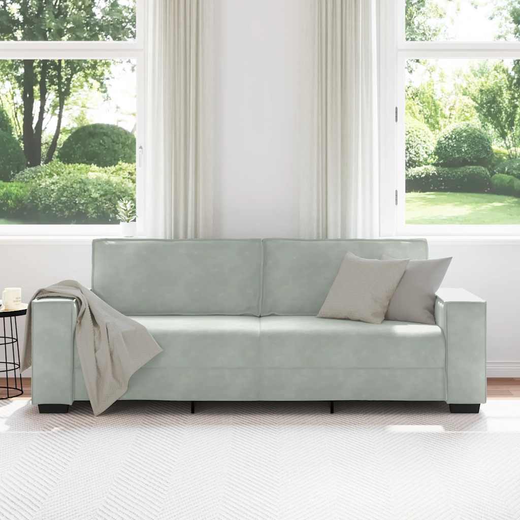 Canapé à 3 places Gris clair 180 cm Velours - XIOS