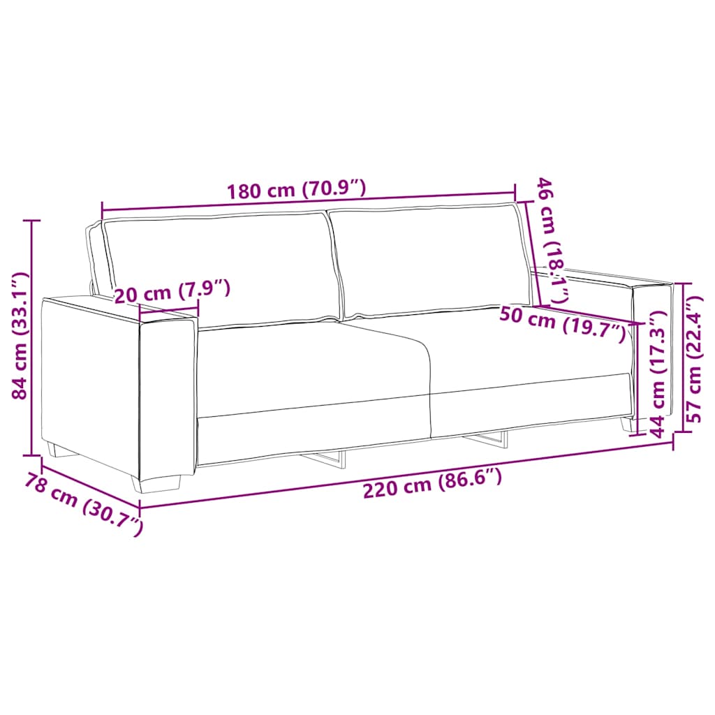 Canapé à 3 places Gris foncé 180 cm Velours - XIOS