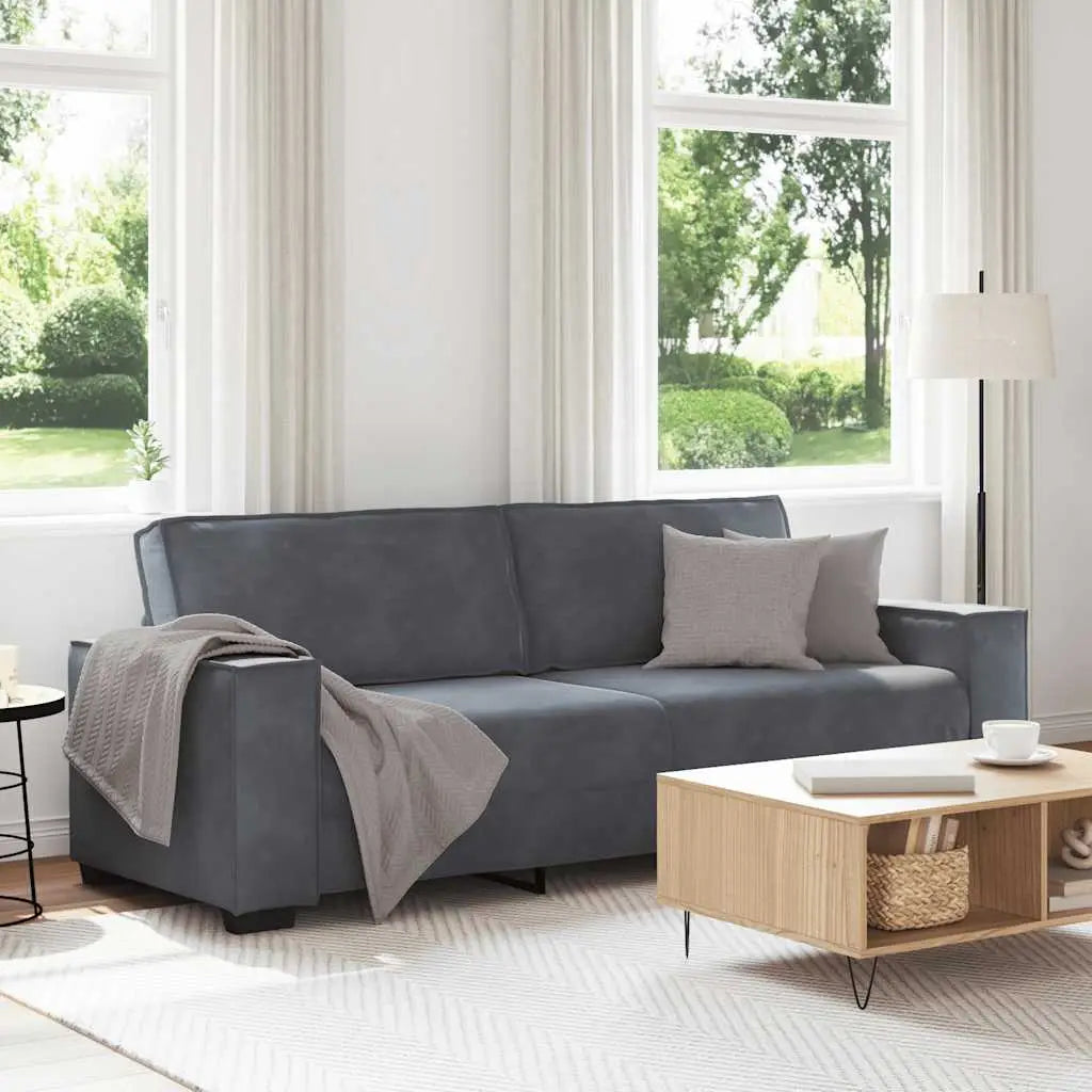 Canapé à 3 places Gris foncé 220x78x84 cm Velours - XIOS