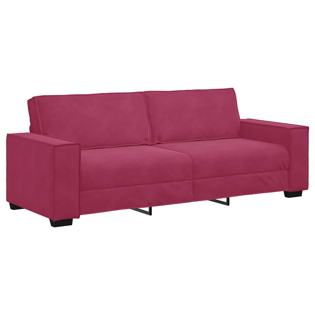 Canapé à 3 places Rouge bordeaux 180 cm Velours - XIOS