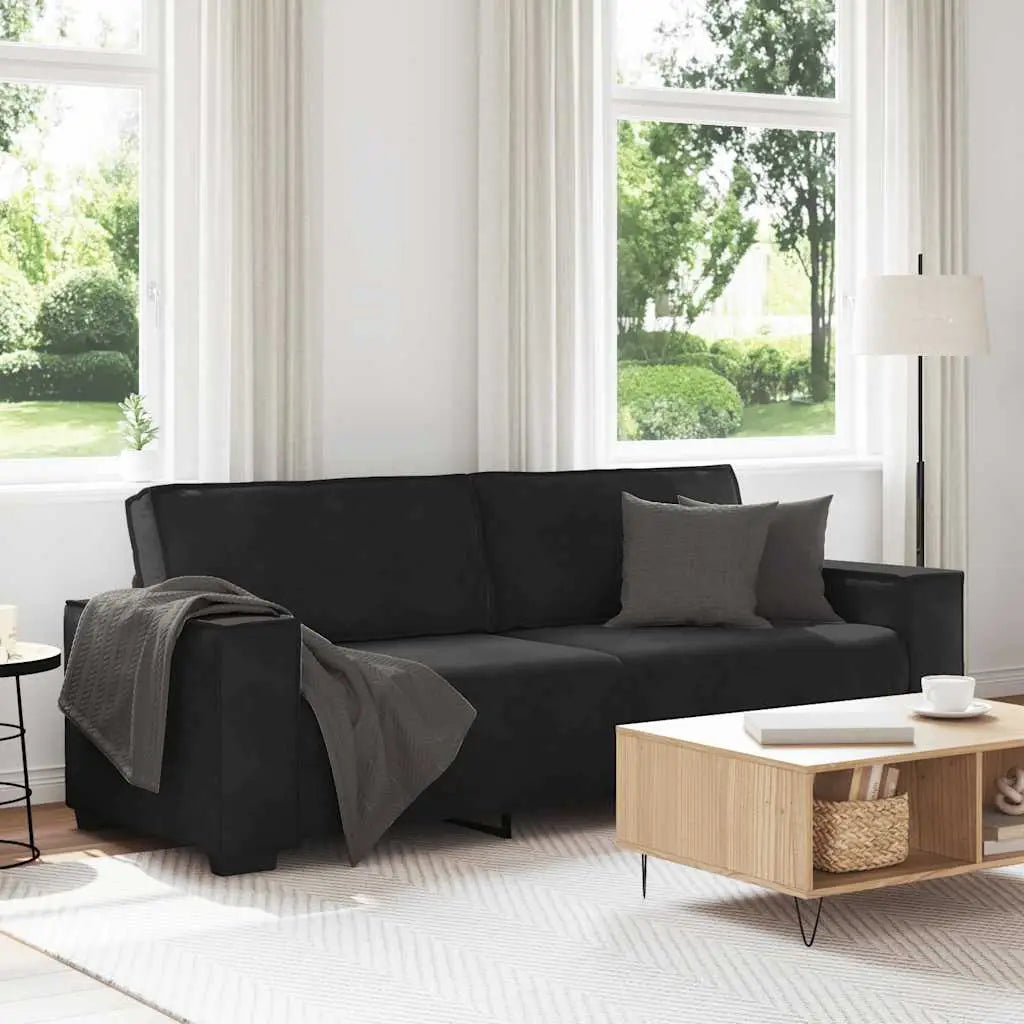 Canapé à 3 places Noir 220x78x84 cm Velours - XIOS