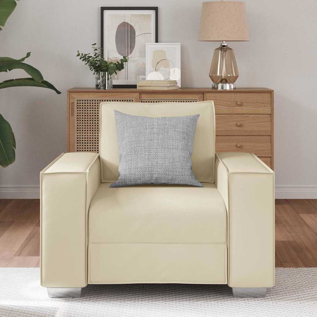 Fauteuil Sofa 59 cm avec coussin Crème Faux cuir - XIOS