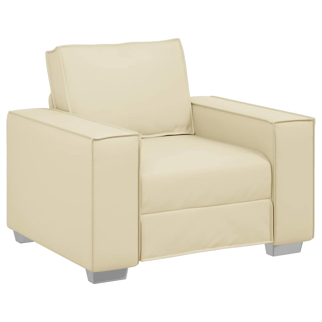 Fauteuil Sofa 59 cm avec coussin Crème Faux cuir