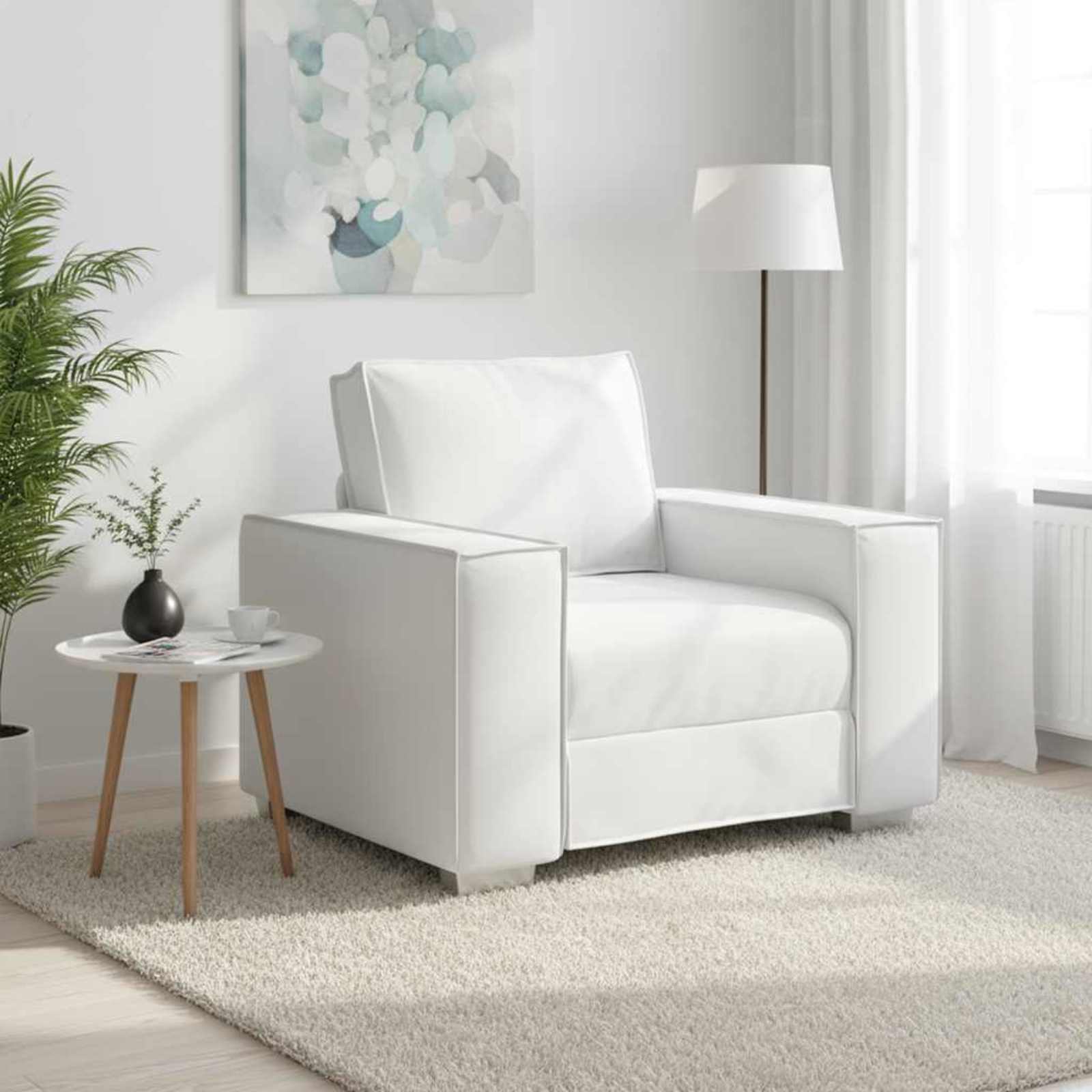 Canapé Blanc 100 x 80 x 84 cm tissu - XIOS
