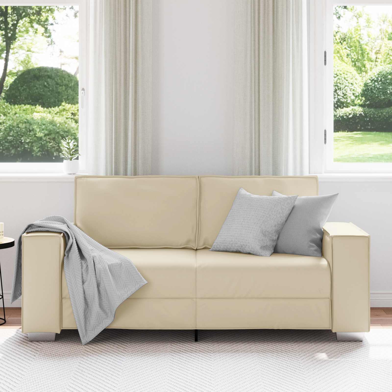 Canapé deux places Crème 180 cm Simili cuir