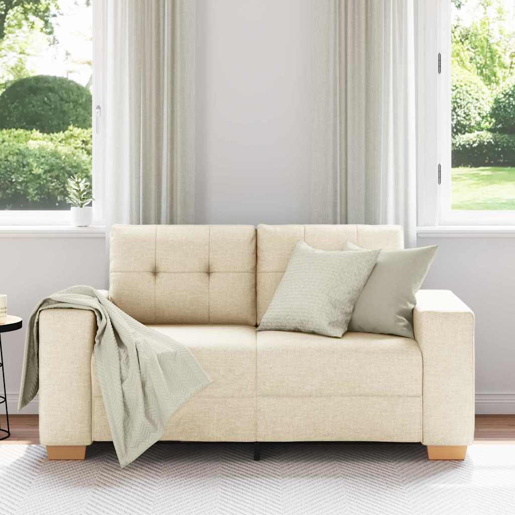 Canapé deux places avec coussin Crème tissu - XIOS