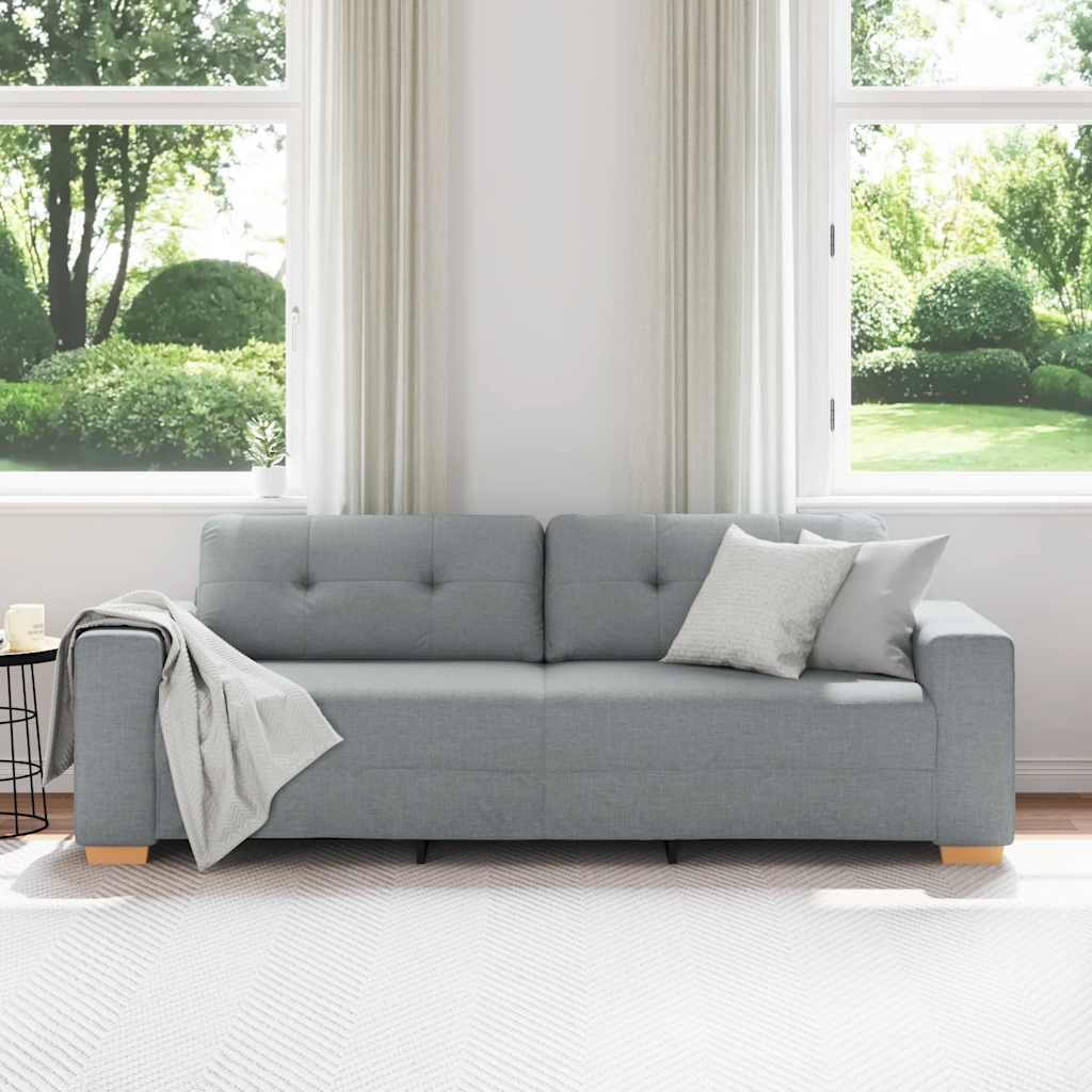 Canapé 3 places gris clair 220 x 78 x 80 cm tissu