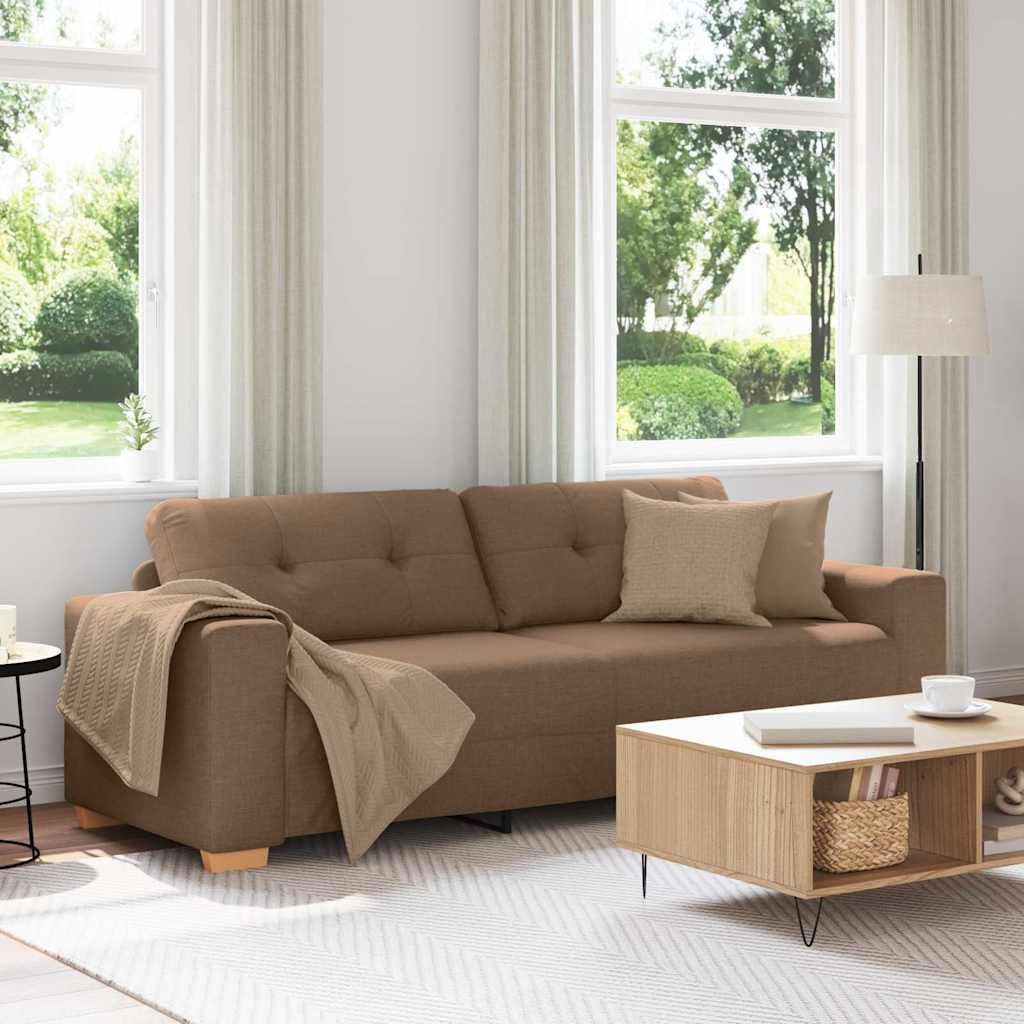 Sofa 3 places avec coussin Marron tissu