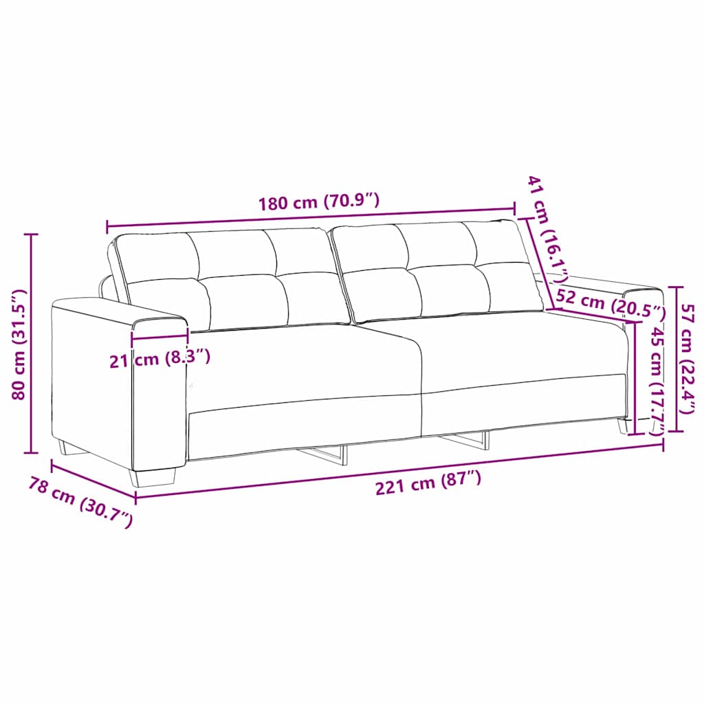 Sofa 3 places avec coussin Taupe tissu - XIOS