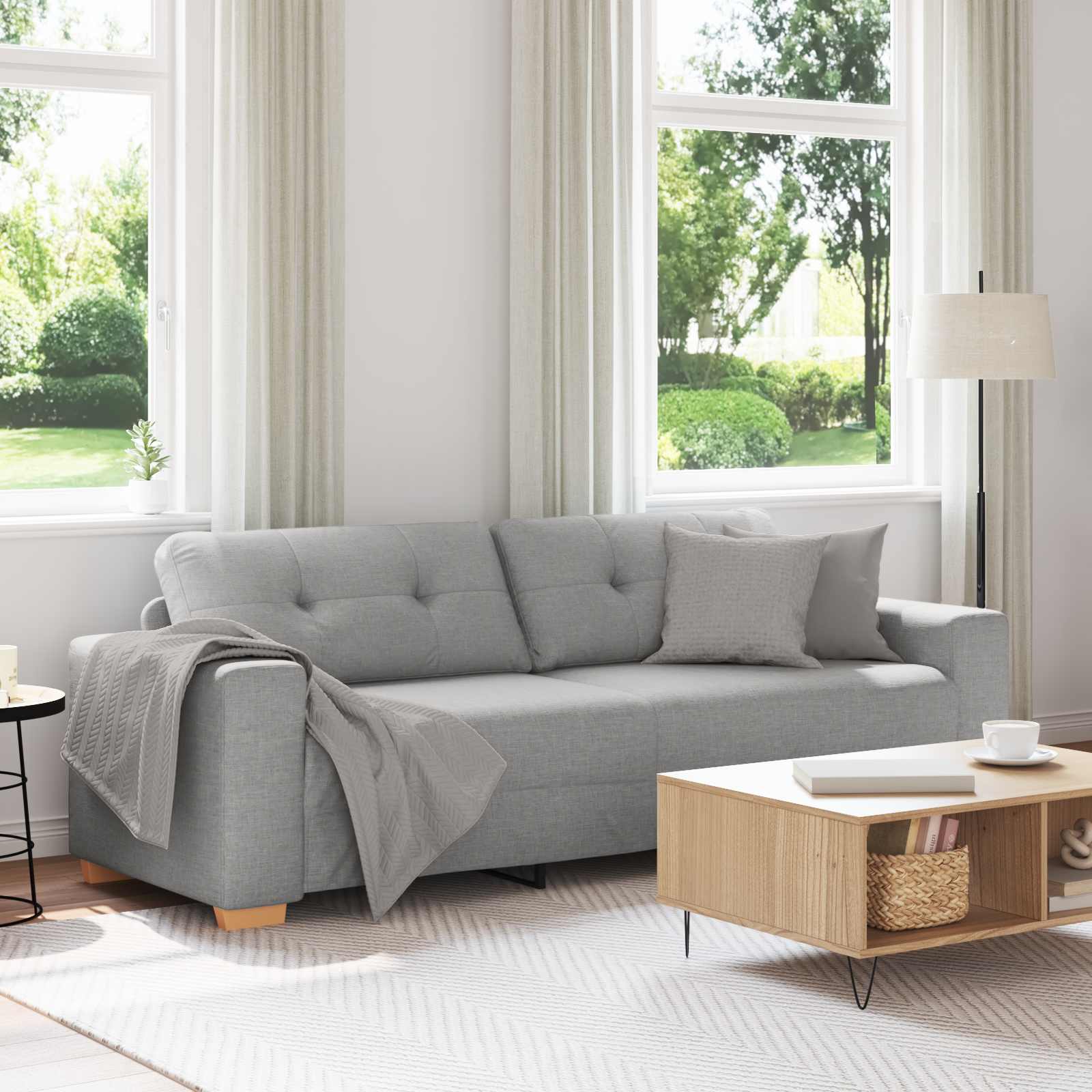 Sofa 3 places Gris nuage 220 cm tissu