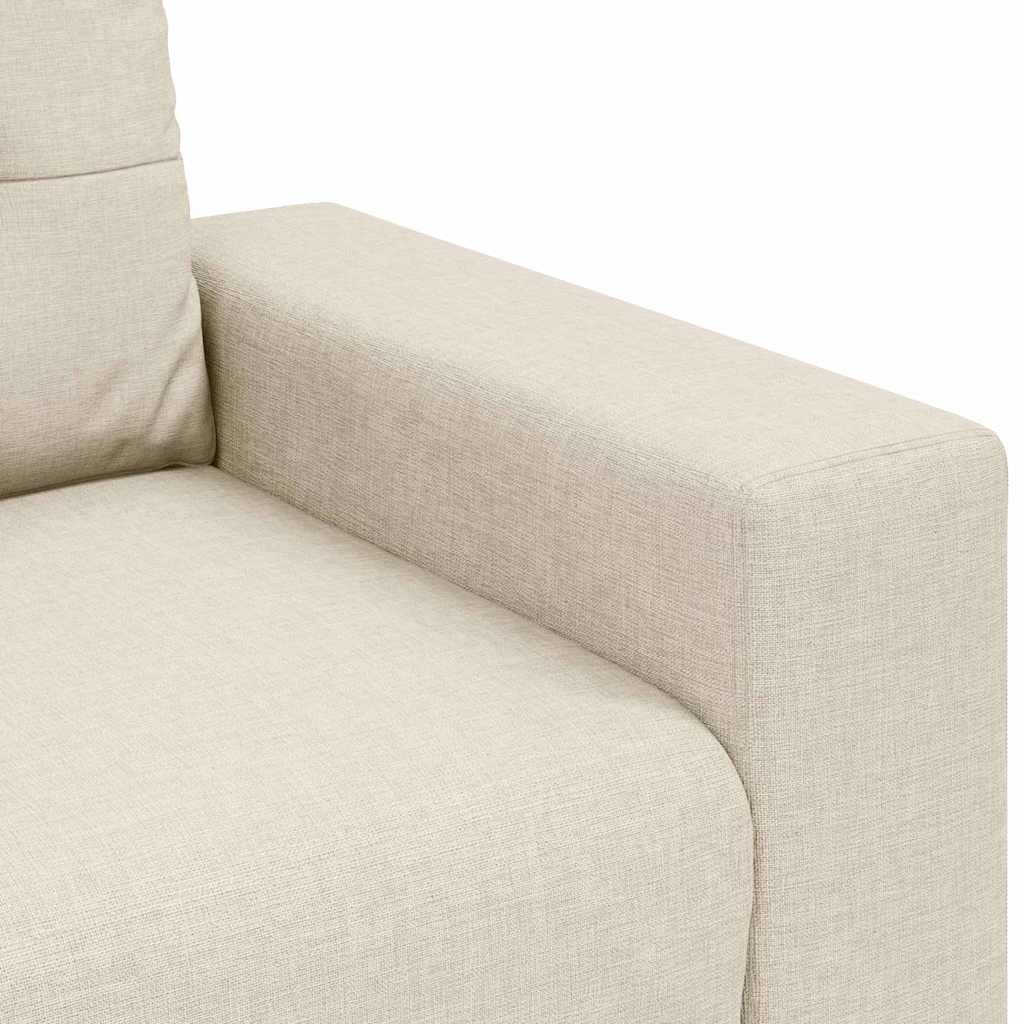 Sofa 3 places Beige 220 cm Tissu en lin mélangé - XIOS