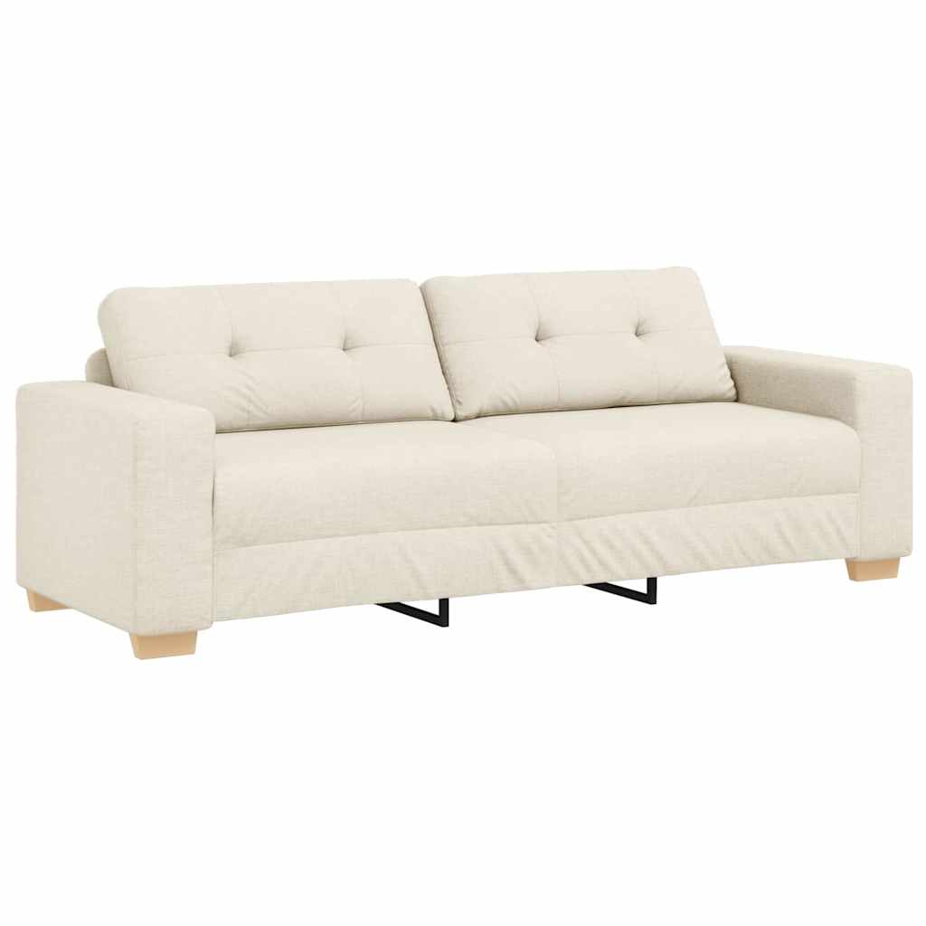 Sofa 3 places Beige 220 cm Tissu en lin mélangé - XIOS