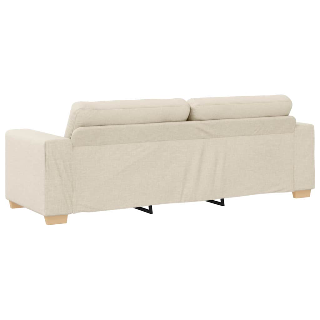 Sofa 3 places Beige 220 cm Tissu en lin mélangé - XIOS