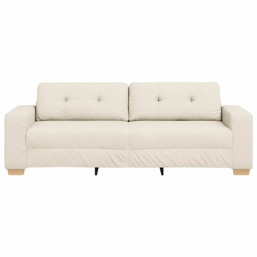Sofa 3 places Beige 220 cm Tissu en lin mélangé - XIOS