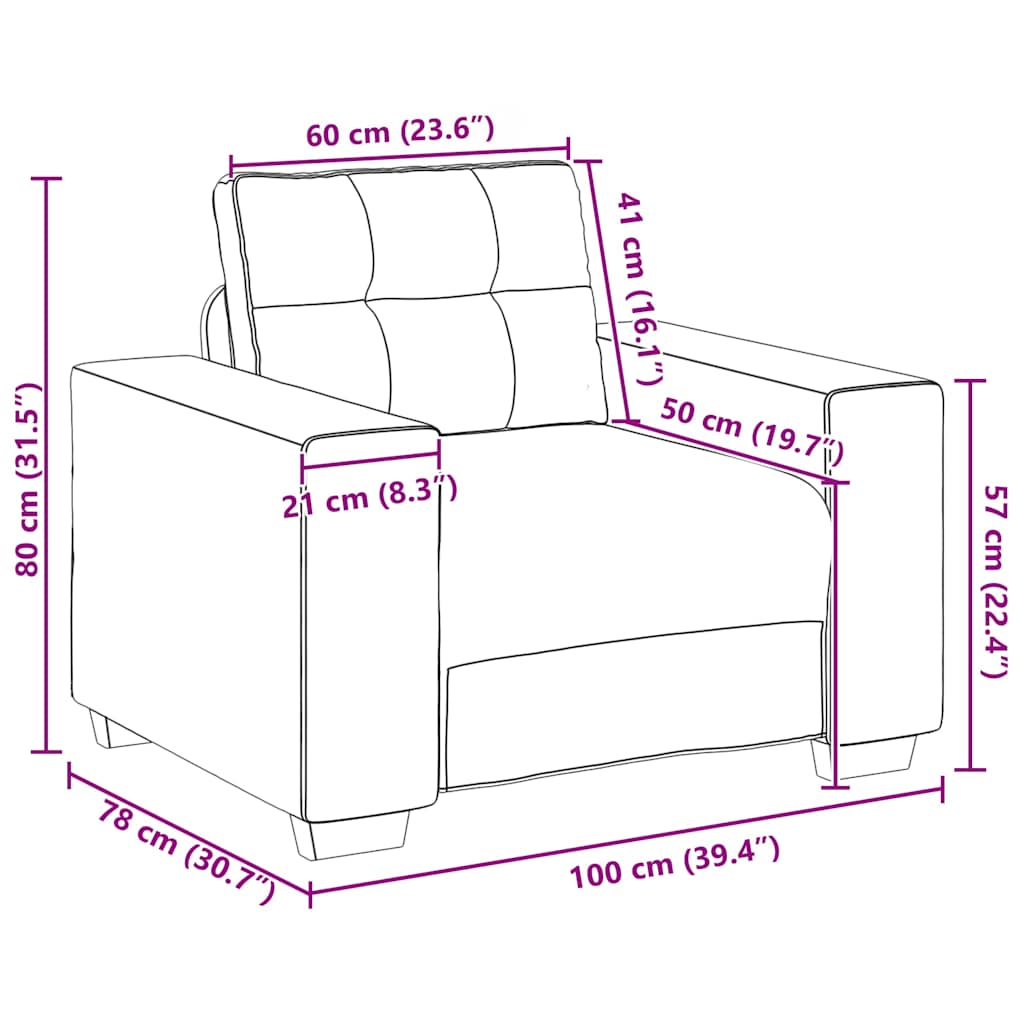 Fauteuil/canapé vert foncé 100x78x80 cm velours - XIOS