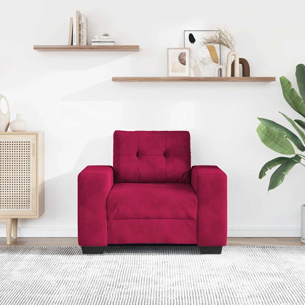 Canapé/Fauteuil rouge bordeaux 100x78x80 cm velours - XIOS