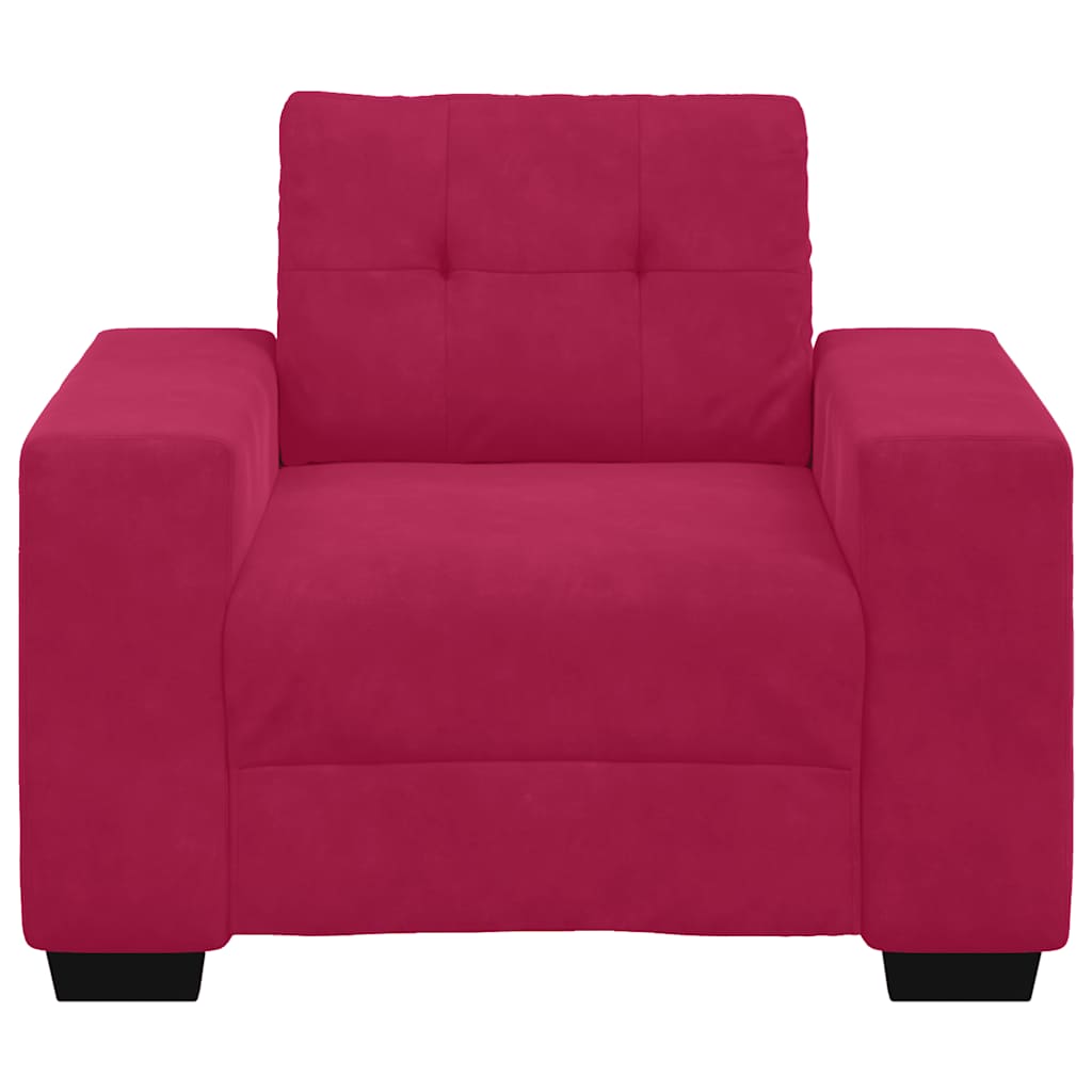 Canapé/Fauteuil rouge bordeaux 100x78x80 cm velours - XIOS
