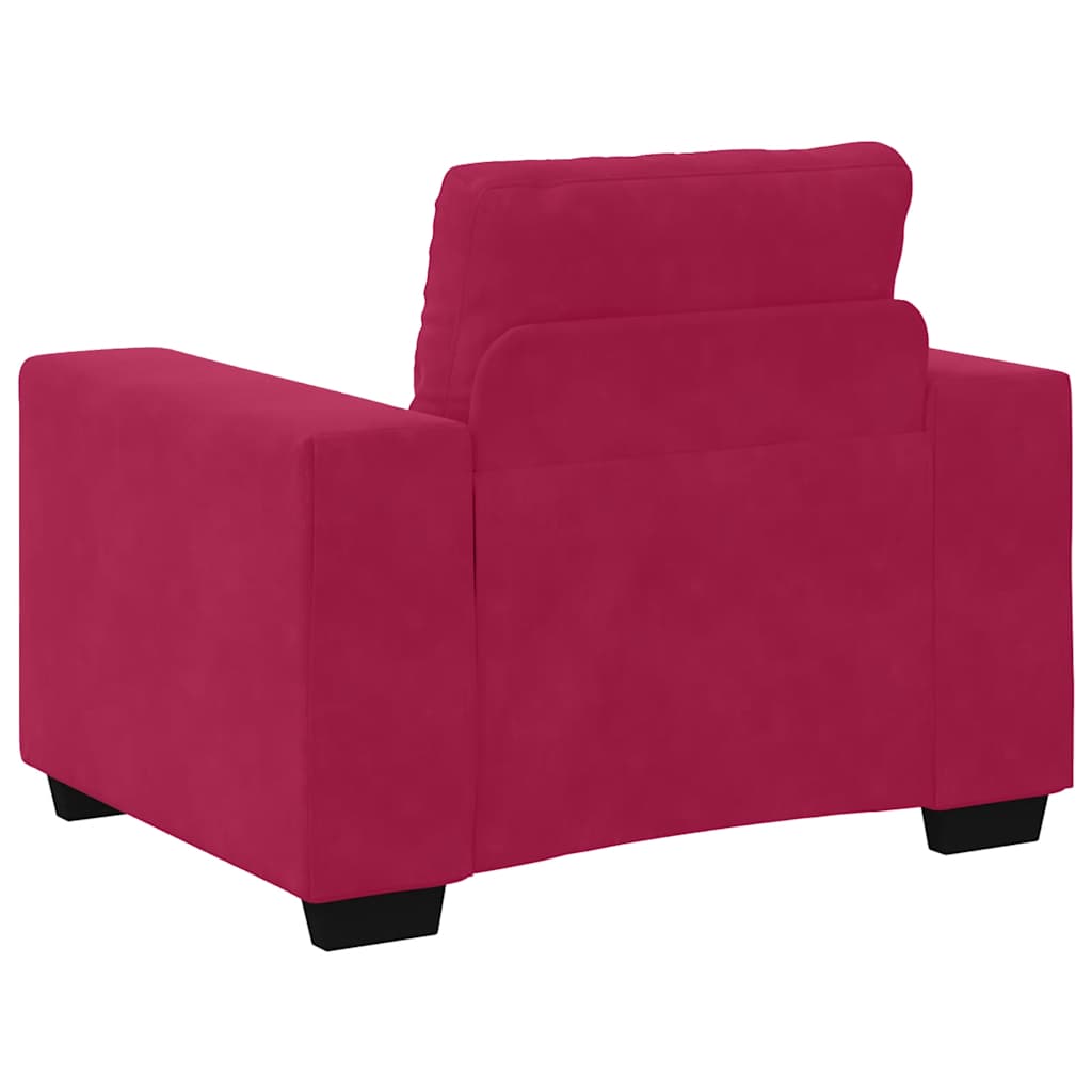 Canapé/Fauteuil rouge bordeaux 100x78x80 cm velours - XIOS