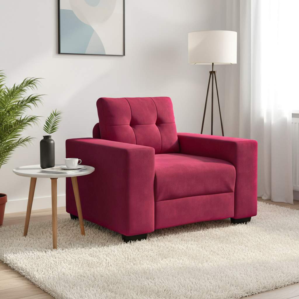 Canapé/Fauteuil rouge bordeaux 100x78x80 cm velours - XIOS