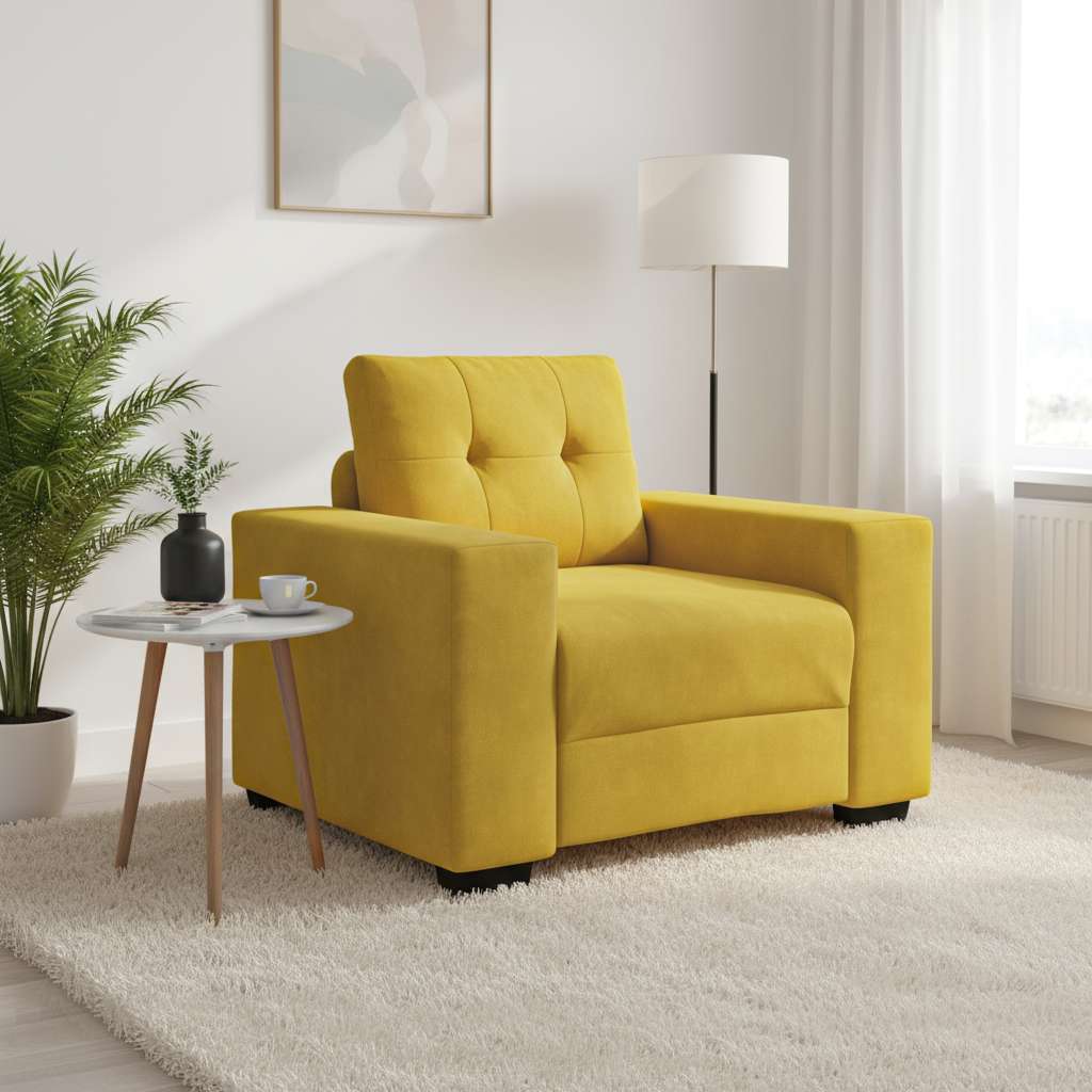Fauteuil canapé jaune 100x78x80 cm velours - XIOS